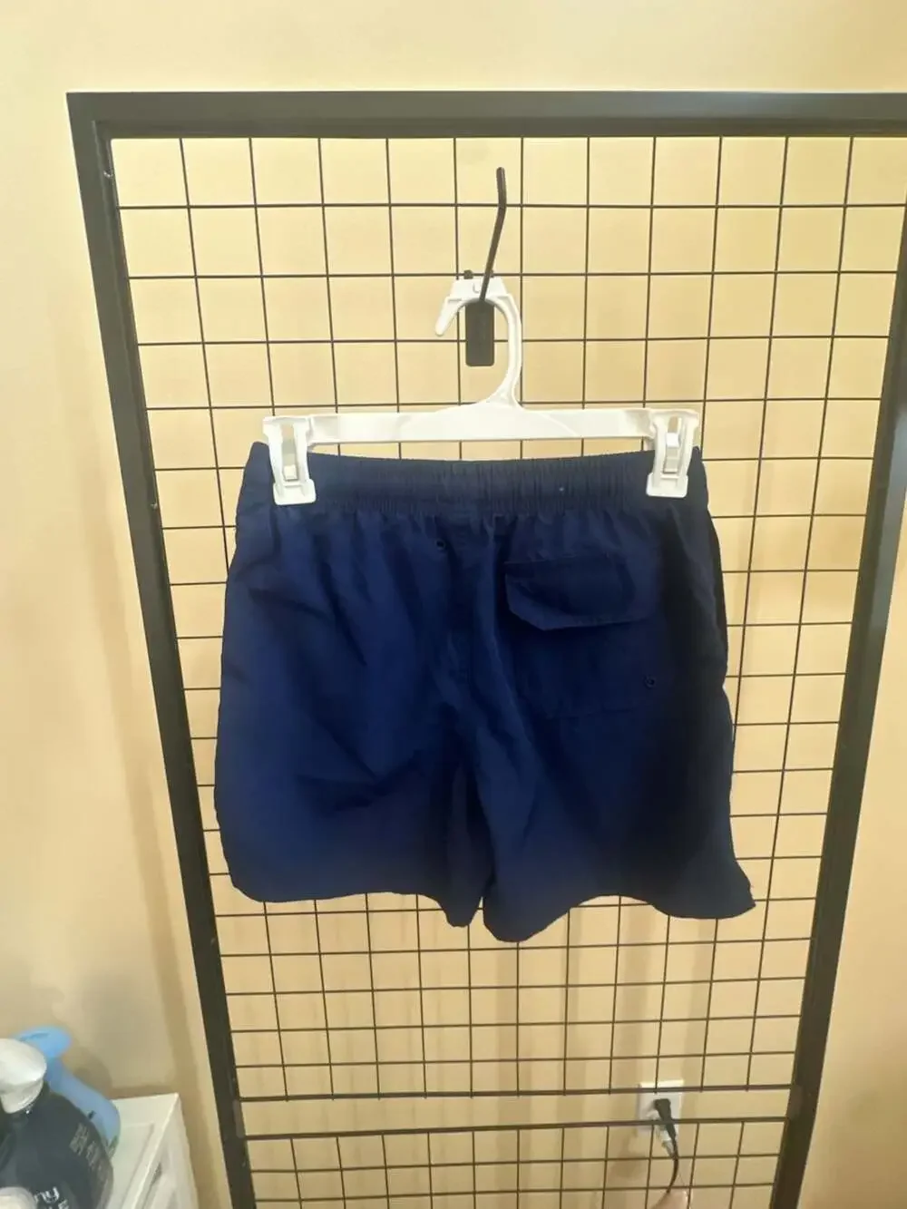 Surf-Style Navy Blue Performance Swim Trunks with Back Pocket